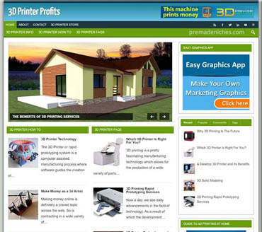 3D Printer Profits Pre-made Niche Website/Blog