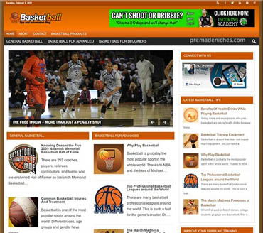 Basketball Tips and Info Pre-made Niche Website/Blog