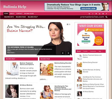 Bulimia Help Pre-made Niche Website/Blog