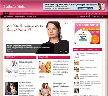 Bulimia Help Pre-made Niche Website/Blog