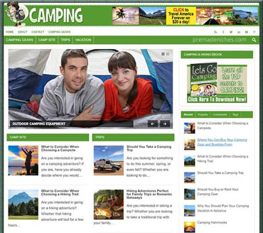 Camping And Hiking Tips Pre-made Niche Website/Blog