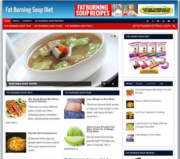 Fat Burning Soup Diet Pre-made Niche Website/Blog