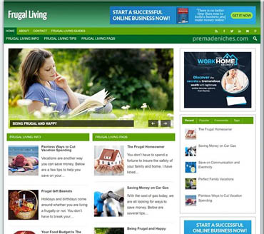 Frugal Living Tips Pre-made Niche Website/Blog