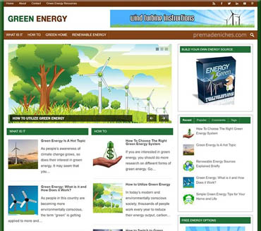 Green Energy Living Pre-made Niche Website/Blog