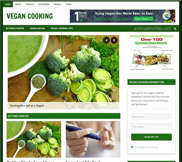 Healthy Vegan Cooking Pre-made Niche Website/Blog