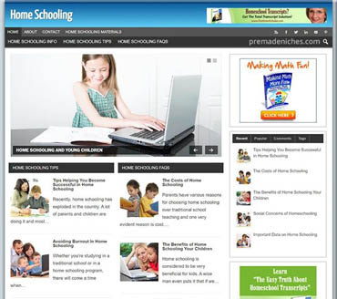Home Schooling Tips Pre-made Niche Website/Blog