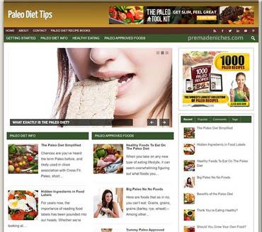 Natural Paleo Diet Tips Pre-made Niche Website/Blog