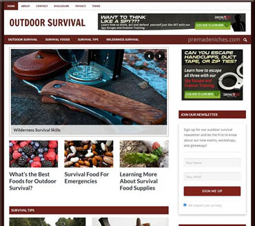 Outdoor Survival Guide Pre-made Niche Website/Blog