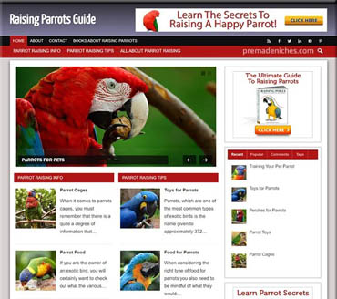 Raising Parrots Guide Pre-made Niche Website/Blog