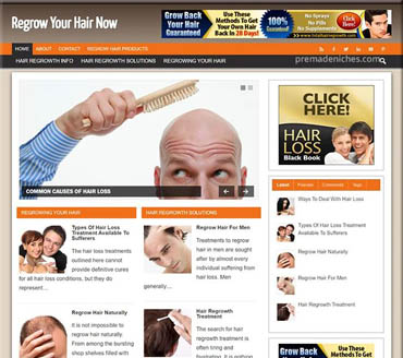 Regrow Your Hair Now Pre-made Niche Website/Blog