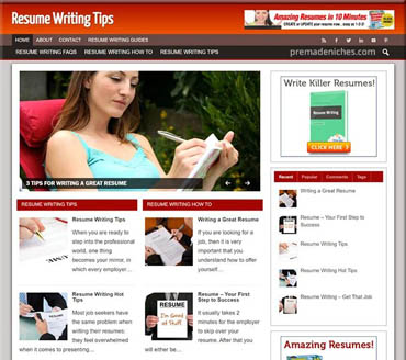 Resume Writing Tips Pre-made Niche Website/Blog