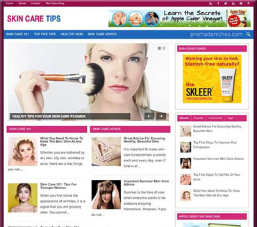 Skin Care Tips Pre-made Niche Website/Blog