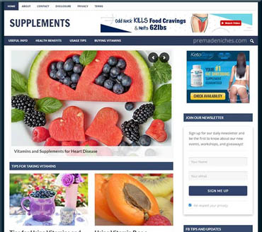 Supplements for Health Pre-made Niche Website/Blog