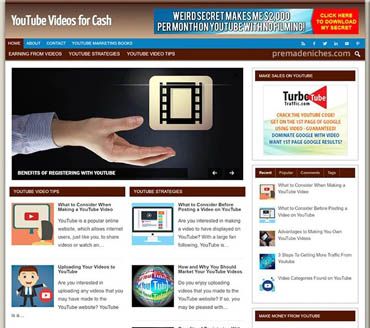 YouTube Videos for Cash Pre-made Niche Website/Blog