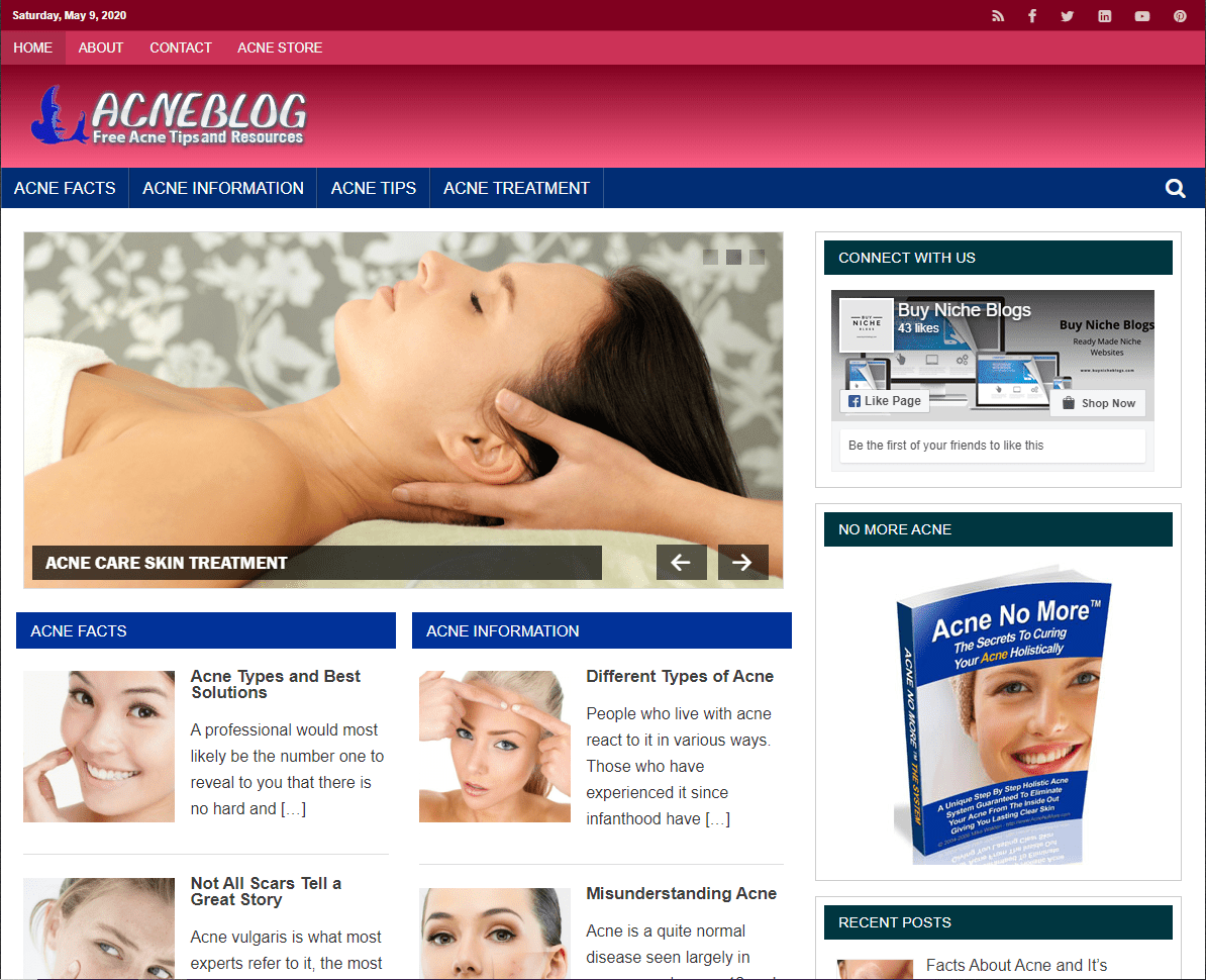 Acne Pre-made Affiliate Niche Website/Blog