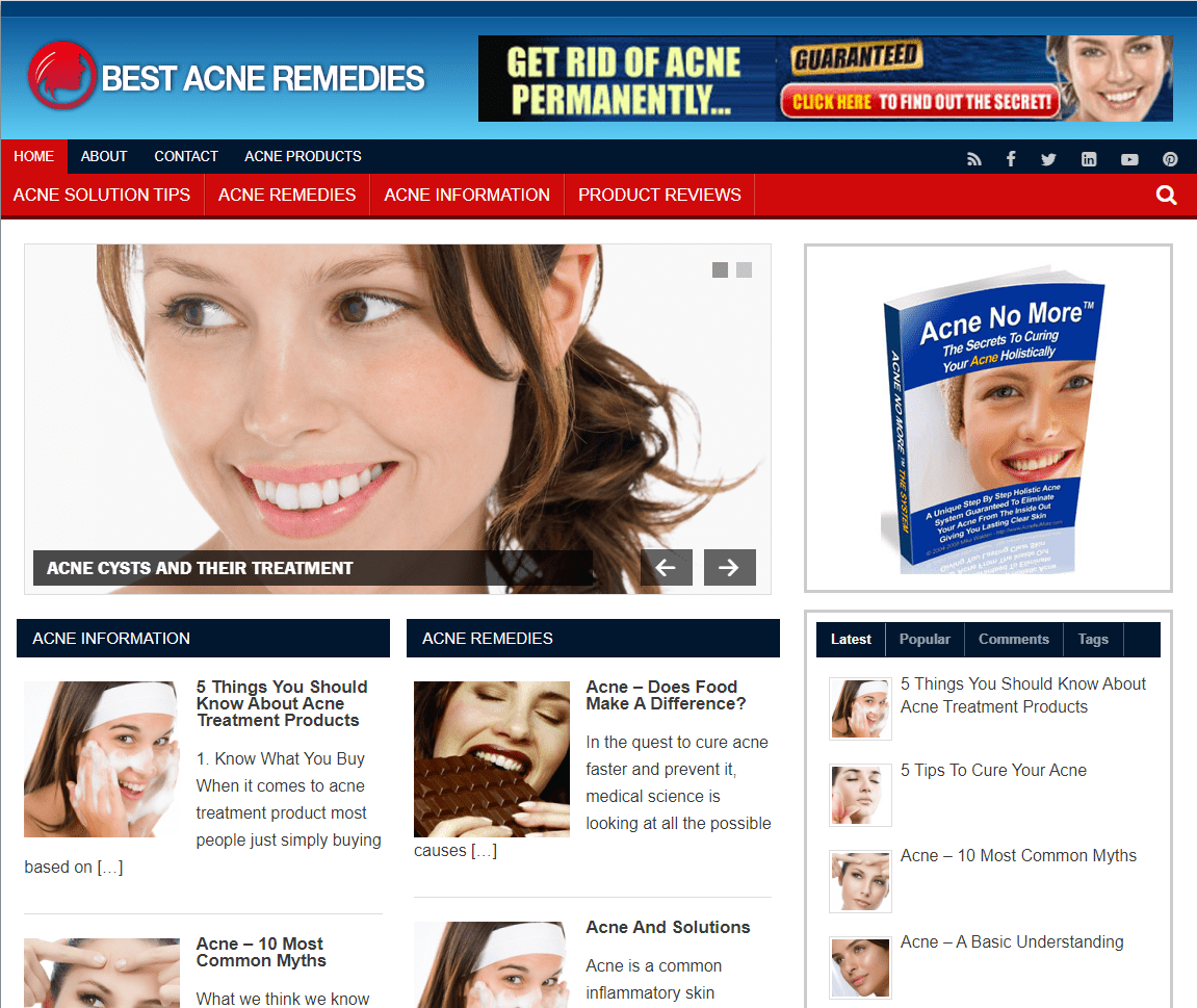 Best Acne Remedies Pre-made Affiliate Niche Website/Blog