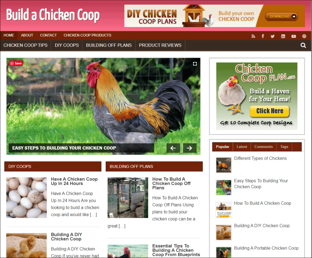Build A Chicken Coop Premade Affiliate Niche site/Blog Niche PLR
