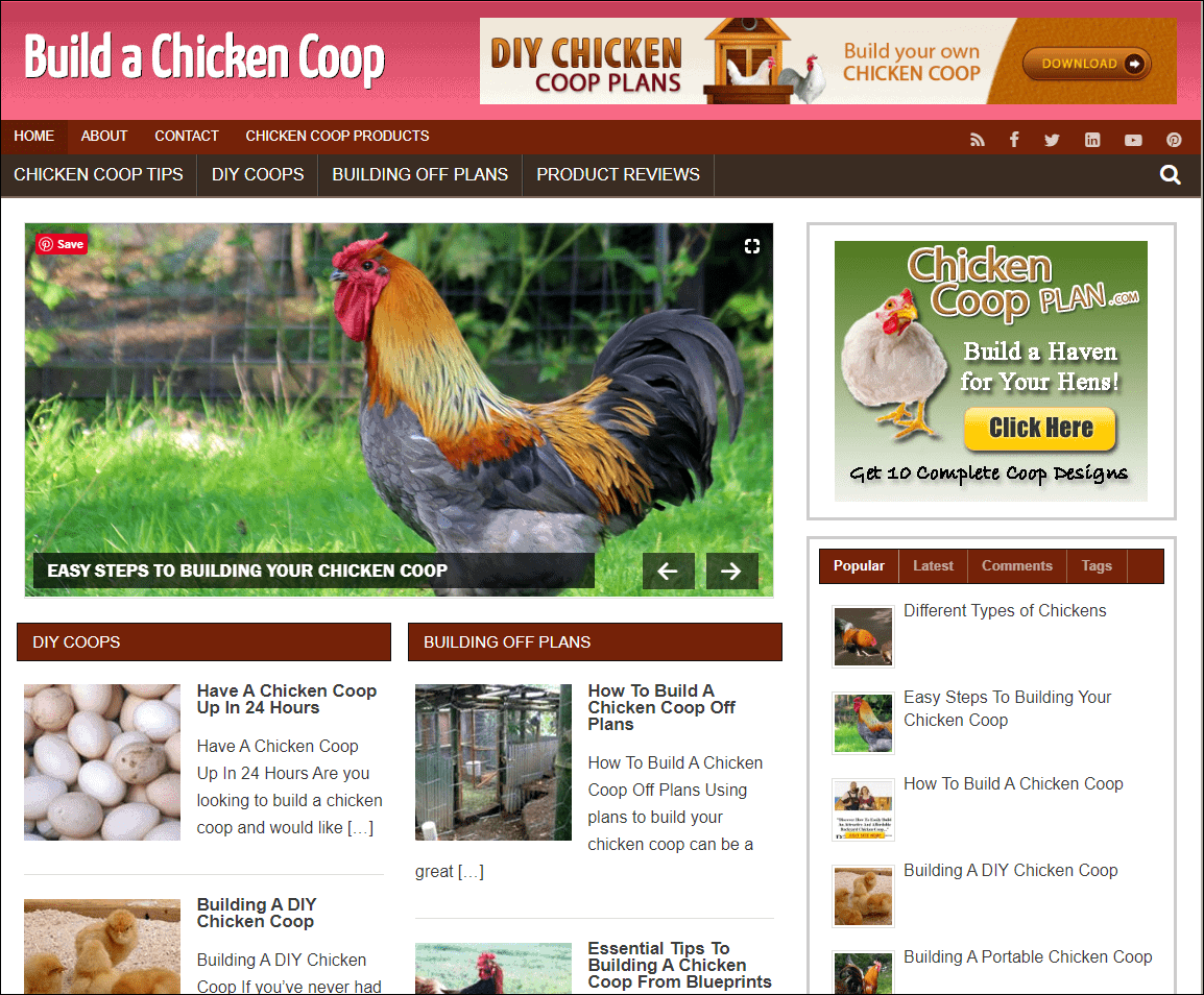 Build A Chicken Coop Pre-made Affiliate Niche Website/Blog