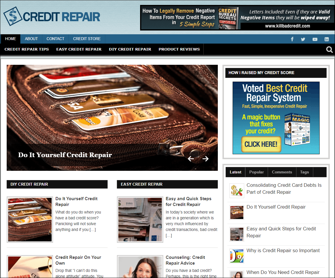 Credit Repair Pre-made Affiliate Niche Website/Blog