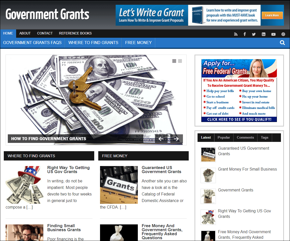 Government Grants Pre-made Affiliate Niche Website/Blog