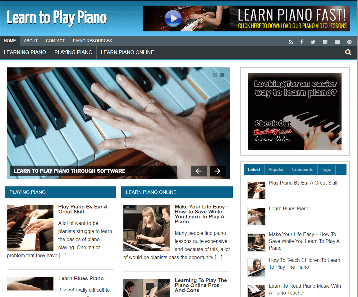 Learn Piano Pre-made Affiliate Niche Website/Blog