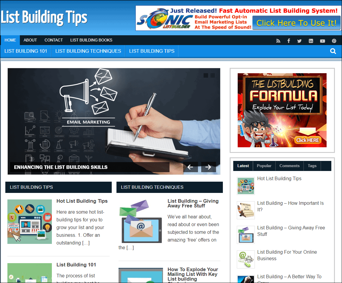 List Building Pre-made Affiliate Niche Website/Blog