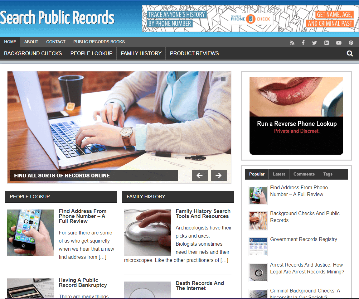 Public Records Pre-made Niche Website/Blog