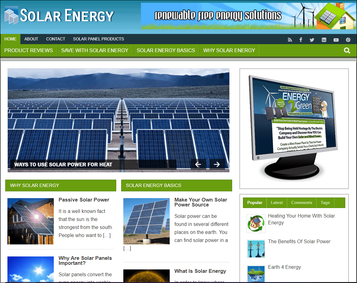 Solar Energy Pre-made Niche Website/Blog