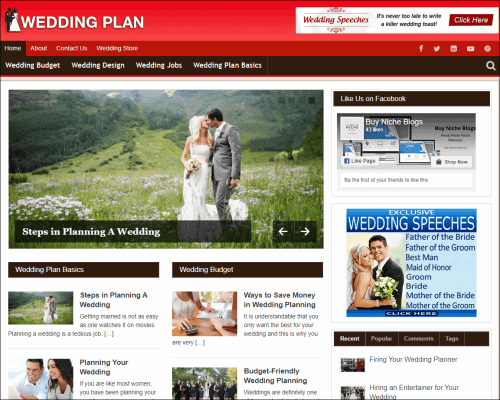 Wedding Plan WordPress Pre-made Niche Website/Blog